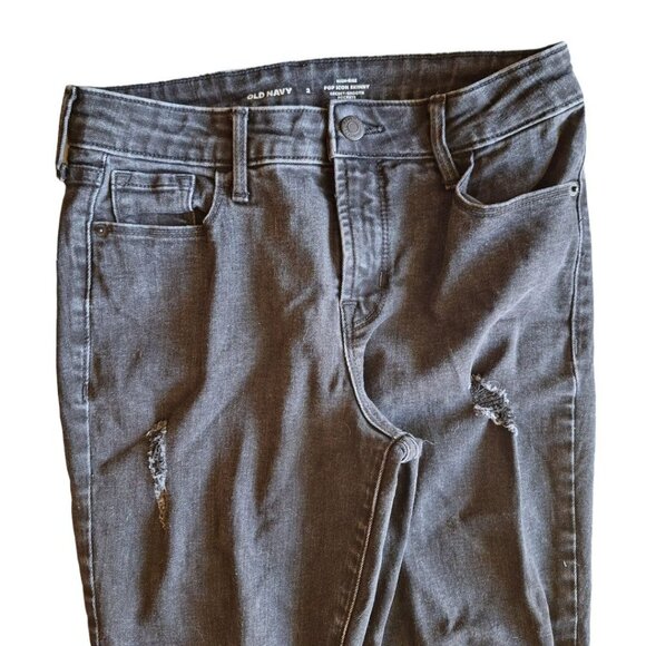Old Navy Pop‎ Icon Skinny Jeans Gray Distressed Ripped Womens Size 2 - Picture 5 of 9